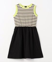 green label relaxing | TJ ワッフルボーダー×スカート ノースリーブ ワンピース  / キッズ  100cm-130cm(ワンピース)