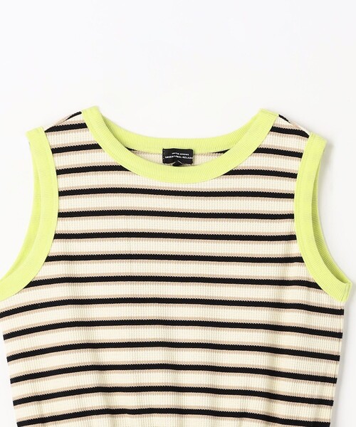 green label relaxing（グリーンレーベルリラクシング）の「TJ ワッフルボーダー×スカート ノースリーブ ワンピース  / キッズ  100cm-130cm（ワンピース・キッズ・ブラック/ブラウン・130cm/120cm/100cm/110cm）」の4枚目の写真