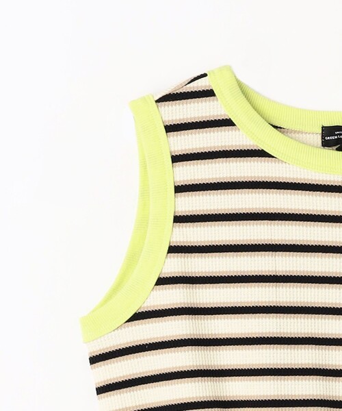 green label relaxing（グリーンレーベルリラクシング）の「TJ ワッフルボーダー×スカート ノースリーブ ワンピース  / キッズ  100cm-130cm（ワンピース・キッズ・ブラック/ブラウン・130cm/120cm/100cm/110cm）」の5枚目の写真