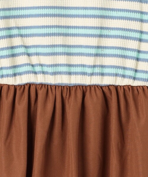 green label relaxing（グリーンレーベルリラクシング）の「TJ ワッフルボーダー×スカート ノースリーブ ワンピース  / キッズ  100cm-130cm（ワンピース・キッズ・ブラック/ブラウン・130cm/120cm/100cm/110cm）」の12枚目の写真