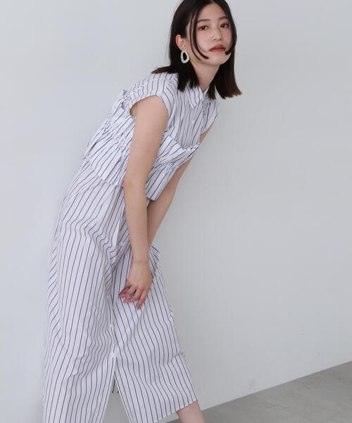 N.(N. Natural Beauty Basic)(エヌエヌナチュラルビューティーベーシック)の「◆ラッフルバンドゥ付きシャツワンピース(シャツワンピース・レディース・ブルー系その他/ホワイト系その他・MEDIUM)」の5枚目の写真