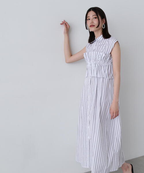 N.(N. Natural Beauty Basic)(エヌエヌナチュラルビューティーベーシック)の「◆ラッフルバンドゥ付きシャツワンピース(シャツワンピース・レディース・ブルー系その他/ホワイト系その他・MEDIUM)」の7枚目の写真