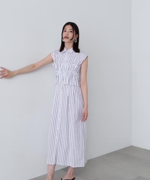 N.(N. Natural Beauty Basic)(エヌエヌナチュラルビューティーベーシック)の「◆ラッフルバンドゥ付きシャツワンピース(シャツワンピース・レディース・ブルー系その他/ホワイト系その他・MEDIUM)」の10枚目の写真