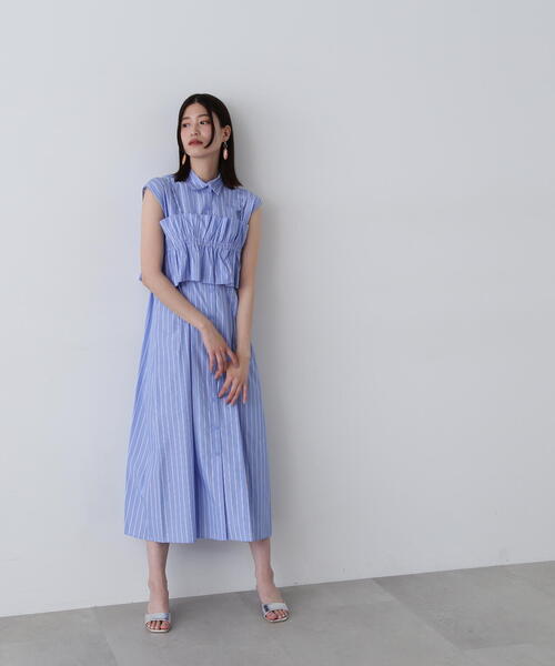 N.(N. Natural Beauty Basic)(エヌエヌナチュラルビューティーベーシック)の「◆ラッフルバンドゥ付きシャツワンピース(シャツワンピース・レディース・ブルー系その他/ホワイト系その他・MEDIUM)」の15枚目の写真