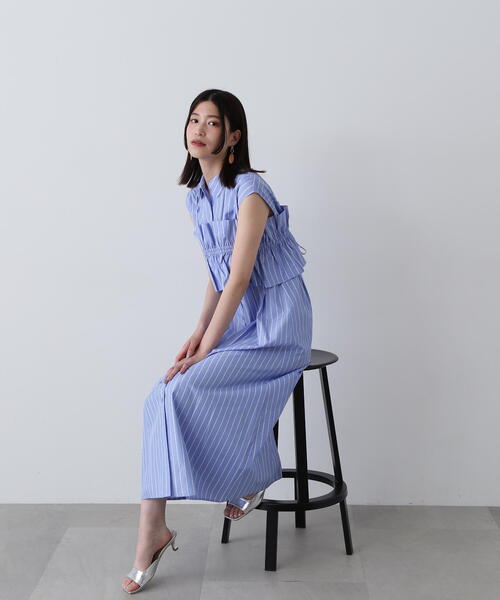 N.(N. Natural Beauty Basic)(エヌエヌナチュラルビューティーベーシック)の「◆ラッフルバンドゥ付きシャツワンピース(シャツワンピース・レディース・ブルー系その他/ホワイト系その他・MEDIUM)」の18枚目の写真