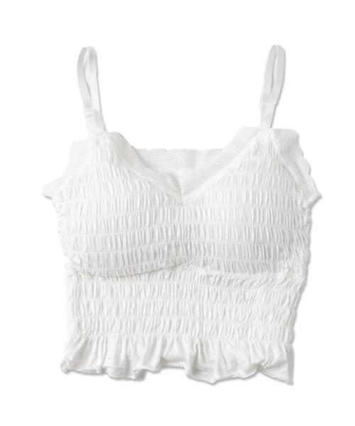 dispark（ディスパーク）の「DISPARK/カップ付きシャーリングフリルキャミソール（キャミソール・レディース・ブラック/ホワイト・FREE）」の7枚目の写真