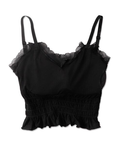 dispark（ディスパーク）の「DISPARK/カップ付きシャーリングフリルキャミソール（キャミソール・レディース・ブラック/ホワイト・FREE）」の9枚目の写真