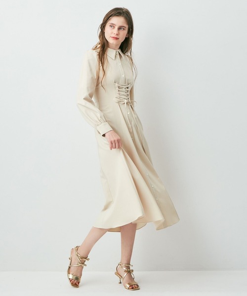DEICY（デイシー）の「レースアップフレアワンピース（ワンピース・レディース・ベージュ/ライトベージュ/ライトブルー・FREE）」の8枚目の写真