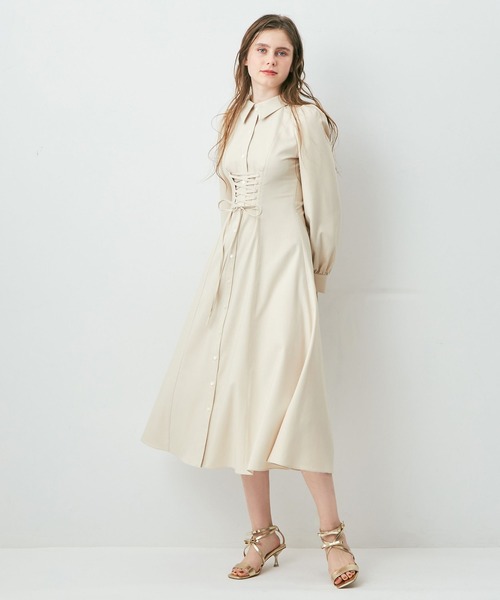 DEICY（デイシー）の「レースアップフレアワンピース（ワンピース・レディース・ベージュ/ライトベージュ/ライトブルー・FREE）」の9枚目の写真