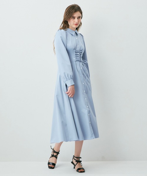 DEICY（デイシー）の「レースアップフレアワンピース（ワンピース・レディース・ベージュ/ライトベージュ/ライトブルー・FREE）」の10枚目の写真