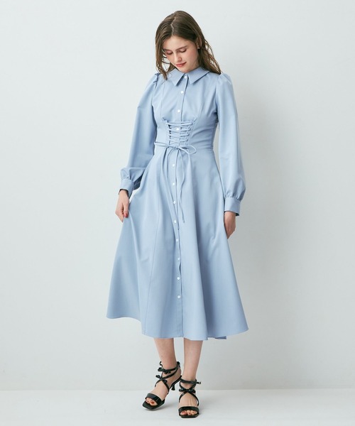 DEICY（デイシー）の「レースアップフレアワンピース（ワンピース・レディース・ベージュ/ライトベージュ/ライトブルー・FREE）」の11枚目の写真