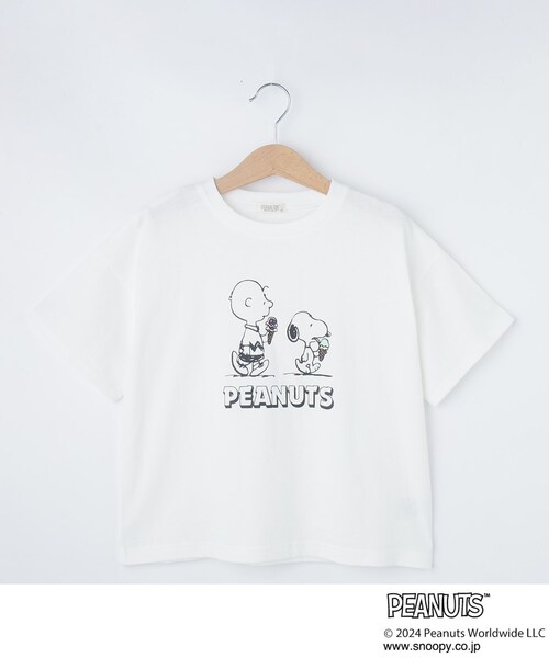 PEANUTS(ピーナッツ)の「◆【PEANUTS】プリントゆるTシャツ(Tシャツ/カットソー・キッズ・サックスブルー/ブラック/パープル/オフホワイト・12/11/13/14)」の2枚目の写真