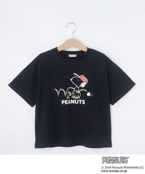 PEANUTS(ピーナッツ)の「◆【PEANUTS】プリントゆるTシャツ(Tシャツ/カットソー・キッズ・サックスブルー/ブラック/パープル/オフホワイト・12/11/13/14)」の1枚目の写真