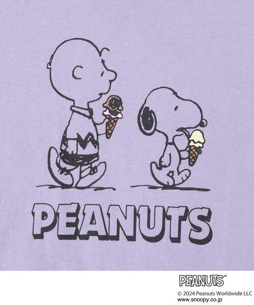 PEANUTS(ピーナッツ)の「◆【PEANUTS】プリントゆるTシャツ(Tシャツ/カットソー・キッズ・サックスブルー/ブラック/パープル/オフホワイト・12/11/13/14)」の5枚目の写真