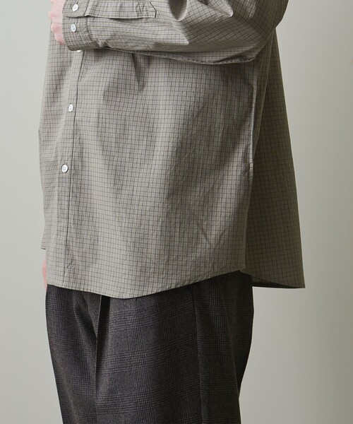 Steven Alan（スティーブンアラン）の「＜Steven Alan＞ コンパクトヤーン チェック リバースシーム シャツ -LOOSE（シャツ/ブラウス・メンズ・ダークグレー/ホワイト/オリーブ・S/M/L/XL）」の4枚目の写真