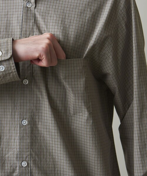 Steven Alan（スティーブンアラン）の「＜Steven Alan＞ コンパクトヤーン チェック リバースシーム シャツ -LOOSE（シャツ/ブラウス・メンズ・ダークグレー/ホワイト/オリーブ・S/M/L/XL）」の16枚目の写真