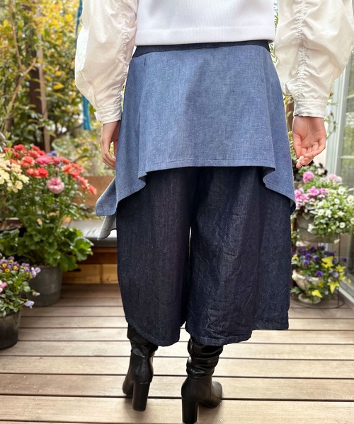 AVIE（アビィ）の「ペプラムデザインデニムキュロットパンツ（デニムパンツ・レディース・インディゴブルー・38）」の6枚目の写真