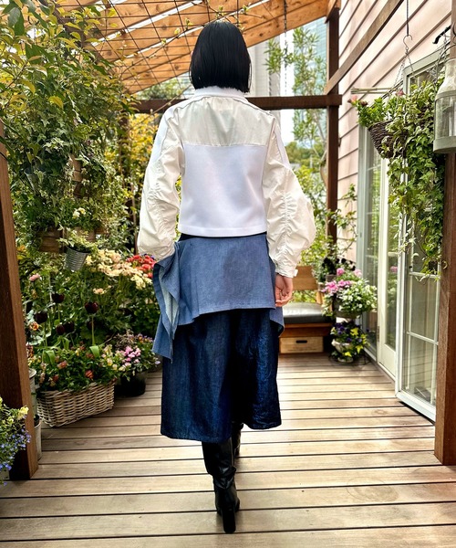 AVIE（アビィ）の「ペプラムデザインデニムキュロットパンツ（デニムパンツ・レディース・インディゴブルー・38）」の8枚目の写真