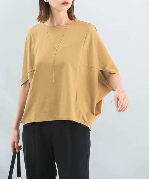 URBAN RESEARCH ROSSO WOMEN（アーバンリサーチ　ロッソ）の「ボートネック5分袖ドルマンプルオーバー（Tシャツ/カットソー・レディース・ベージュ/ネイビー/グレー/ホワイト・FREE）」の3枚目の写真