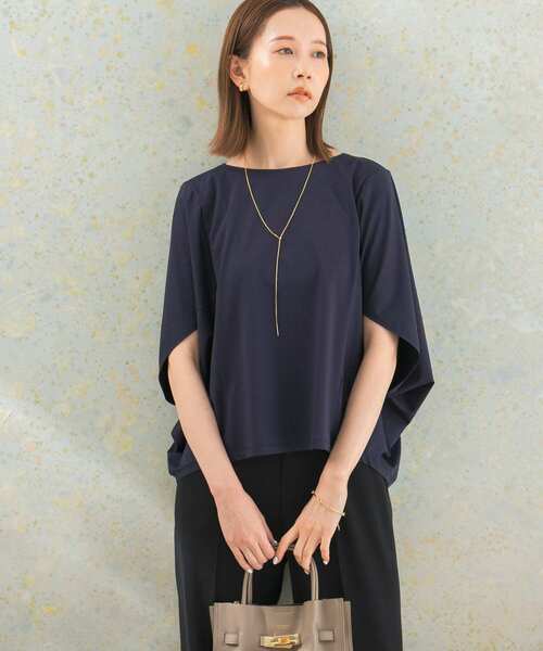 URBAN RESEARCH ROSSO WOMEN（アーバンリサーチ　ロッソ）の「ボートネック5分袖ドルマンプルオーバー（Tシャツ/カットソー・レディース・ベージュ/ネイビー/グレー/ホワイト・FREE）」の4枚目の写真