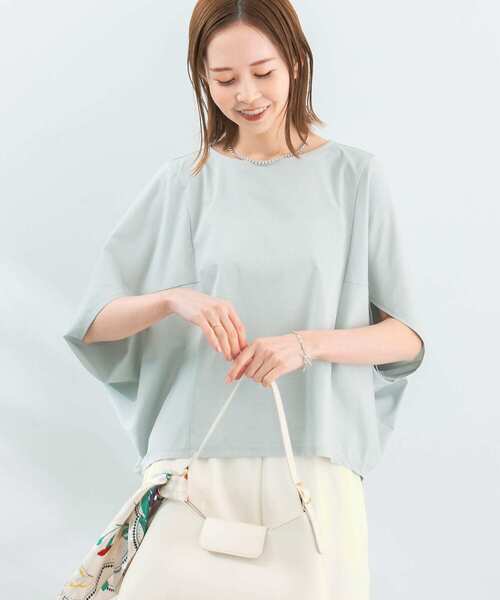 URBAN RESEARCH ROSSO WOMEN（アーバンリサーチ　ロッソ）の「ボートネック5分袖ドルマンプルオーバー（Tシャツ/カットソー・レディース・ベージュ/ネイビー/グレー/ホワイト・FREE）」の2枚目の写真