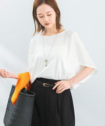 ボートネック5分袖ドルマンプルオーバー