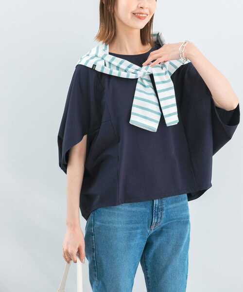 URBAN RESEARCH ROSSO WOMEN（アーバンリサーチ　ロッソ）の「ボートネック5分袖ドルマンプルオーバー（Tシャツ/カットソー・レディース・ベージュ/ネイビー/グレー/ホワイト・FREE）」の6枚目の写真