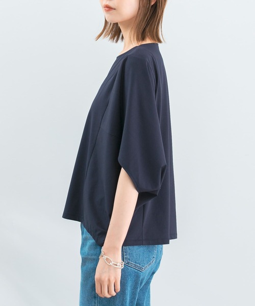 URBAN RESEARCH ROSSO WOMEN（アーバンリサーチ　ロッソ）の「ボートネック5分袖ドルマンプルオーバー（Tシャツ/カットソー・レディース・ベージュ/ネイビー/グレー/ホワイト・FREE）」の10枚目の写真