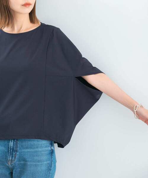 URBAN RESEARCH ROSSO WOMEN（アーバンリサーチ　ロッソ）の「ボートネック5分袖ドルマンプルオーバー（Tシャツ/カットソー・レディース・ベージュ/ネイビー/グレー/ホワイト・FREE）」の14枚目の写真