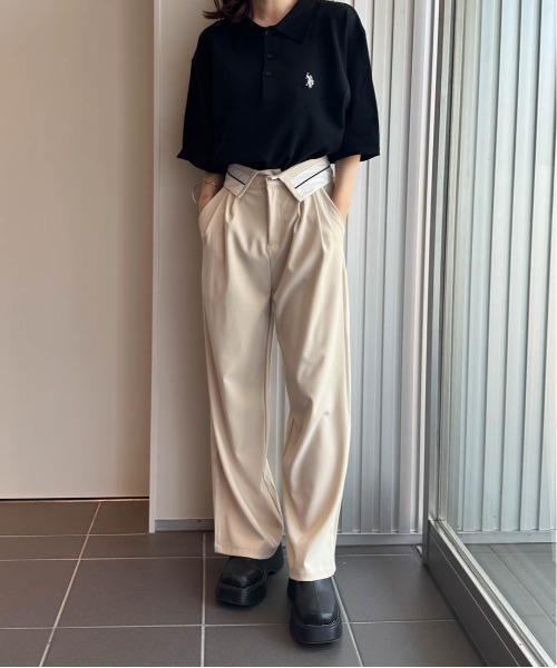 U.S. POLO ASSN.(ユーエスポロアッスン)の「<U.S.POLO ASSN.> ワンポイント刺繍半袖ニットポロシャツ(ニット/セーター・レディース・ネイビー系/ベージュ系その他/オフホワイト/ベージュ/ネイビー/ブラック・M)」の16枚目の写真