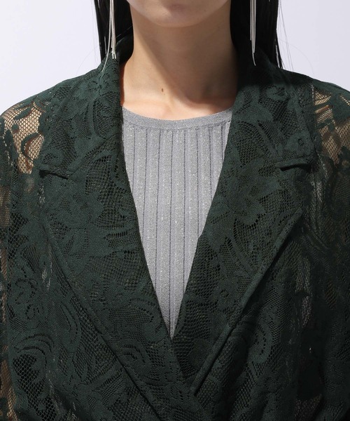HARE（ハレ）の「レースデザインミドルジャケット(HARE)（テーラードジャケット・レディース・ブラック/グリーン・FREE）」の15枚目の写真