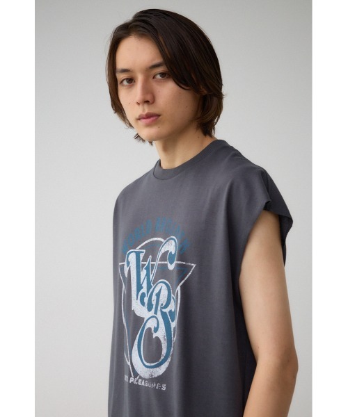 AZUL by moussy(アズールバイマウジー)の「グラフィックノースリーブトップス(タンクトップ・メンズ・オフホワイト/ダークパープル/ライトブラック・FREE)」の14枚目の写真