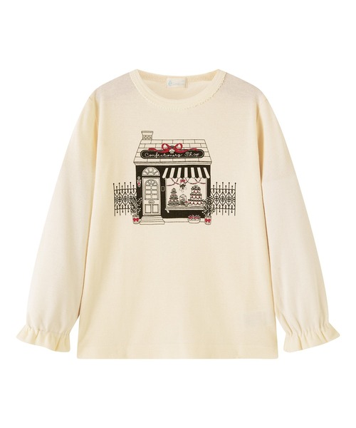 combimini(コンビミニ)の「フライス長袖ガーリートップス(スイーツショップ)(Tシャツ/カットソー・キッズ・ダークベージュ/アイボリー・120/110/100/90/80)」の3枚目の写真