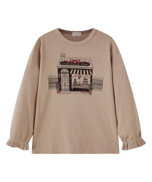 combimini(コンビミニ)の「フライス長袖ガーリートップス(スイーツショップ)(Tシャツ/カットソー・キッズ・ダークベージュ/アイボリー・120/110/100/90/80)」の4枚目の写真