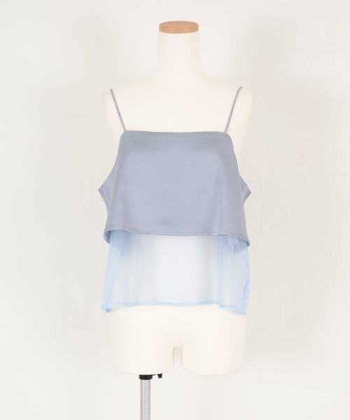 titivate（ティティベイト）の「マットサテンオーガンジーキャミソール（キャミソール・レディース・ブラック/アイボリー/ブルー・M）」の4枚目の写真