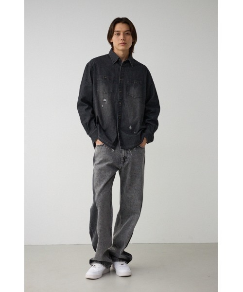 AZUL by moussy(アズールバイマウジー)の「AZUL DENIM ダメージシャツ(シャツ/ブラウス・メンズ・ブラック/ブルー・LARGE/MEDIUM)」の5枚目の写真