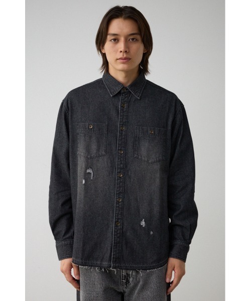 AZUL by moussy(アズールバイマウジー)の「AZUL DENIM ダメージシャツ(シャツ/ブラウス・メンズ・ブラック/ブルー・LARGE/MEDIUM)」の6枚目の写真