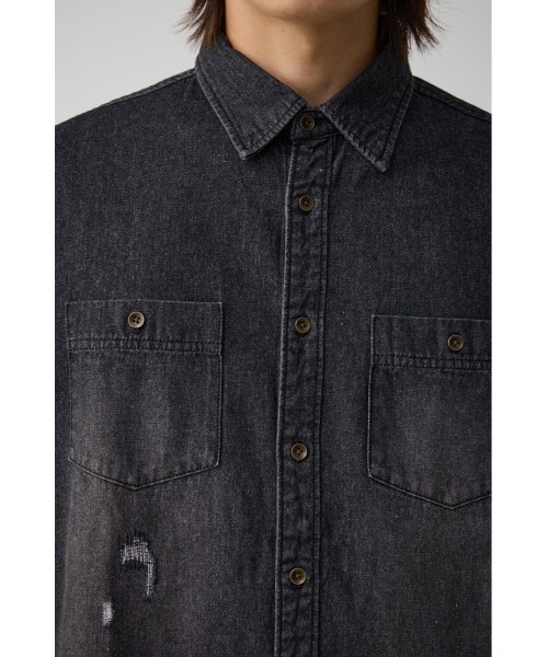 AZUL by moussy(アズールバイマウジー)の「AZUL DENIM ダメージシャツ(シャツ/ブラウス・メンズ・ブラック/ブルー・LARGE/MEDIUM)」の9枚目の写真