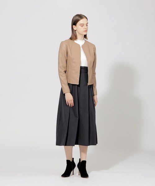 【セール】【EPOCA STORIA】 ソフトラムレザー ノーカラージャケット 《WEB＆EPOCA THE SHOP店舗限定》（ブルゾン）｜EPOCA（エポカ）