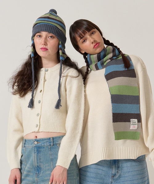 エンブレム付き ショルダーボタンニットプルオーバー TINA