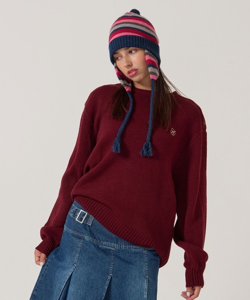 エンブレム付き ショルダーボタンニットプルオーバー TINA