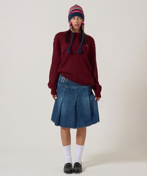 エンブレム付き ショルダーボタンニットプルオーバー TINA