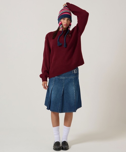 エンブレム付き ショルダーボタンニットプルオーバー TINA