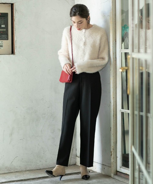 OPAQUE.CLIP(オペークドットクリップ)の「◆《6color》シャギーニットショートカーディガン【洗濯機洗い可】(カーディガン/ボレロ・レディース・ブラック/オフホワイト/チャコールグレー/グリーン/パープル系1/ライトブルー・00)」の9枚目の写真