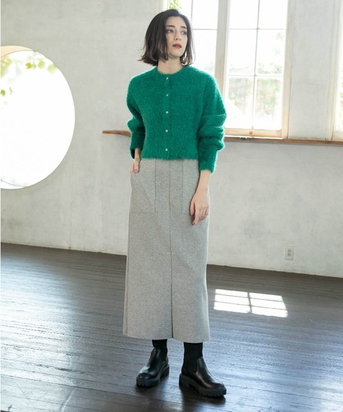 OPAQUE.CLIP(オペークドットクリップ)の「◆《6color》シャギーニットショートカーディガン【洗濯機洗い可】(カーディガン/ボレロ・レディース・ブラック/オフホワイト/チャコールグレー/グリーン/パープル系1/ライトブルー・00)」の22枚目の写真