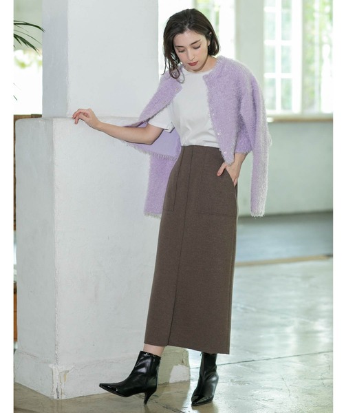 OPAQUE.CLIP(オペークドットクリップ)の「◆《6color》シャギーニットショートカーディガン【洗濯機洗い可】(カーディガン/ボレロ・レディース・ブラック/オフホワイト/チャコールグレー/グリーン/パープル系1/ライトブルー・00)」の16枚目の写真