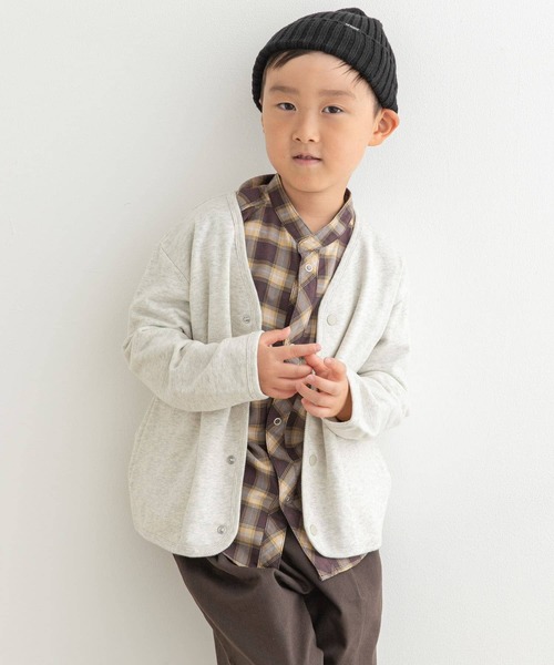 URBAN RESEARCH DOORS（アーバンリサーチドアーズ）の「裏毛Vネックカーディガン(KIDS)（Tシャツ/カットソー・キッズ・チャコールグレー/ホワイト系その他・105/120/135）」の6枚目の写真