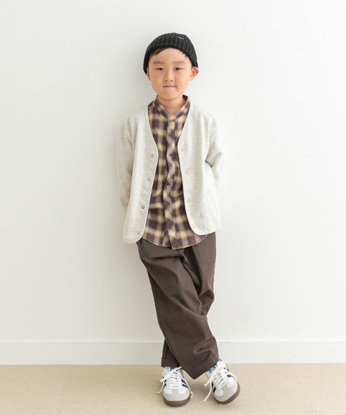 URBAN RESEARCH DOORS（アーバンリサーチドアーズ）の「裏毛Vネックカーディガン(KIDS)（Tシャツ/カットソー・キッズ・チャコールグレー/ホワイト系その他・105/120/135）」の8枚目の写真