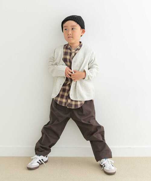 URBAN RESEARCH DOORS（アーバンリサーチドアーズ）の「裏毛Vネックカーディガン(KIDS)（Tシャツ/カットソー・キッズ・チャコールグレー/ホワイト系その他・105/120/135）」の9枚目の写真