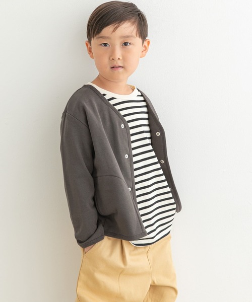 URBAN RESEARCH DOORS（アーバンリサーチドアーズ）の「裏毛Vネックカーディガン(KIDS)（Tシャツ/カットソー・キッズ・チャコールグレー/ホワイト系その他・105/120/135）」の11枚目の写真